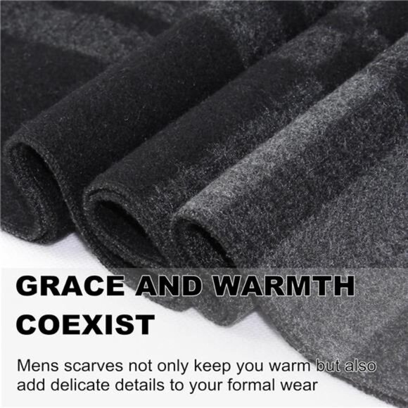 Mens Scarf Winter Warm Plaid Scarf Soft Long Classic Cashmere Scarves for Men - Picture 4 of 7